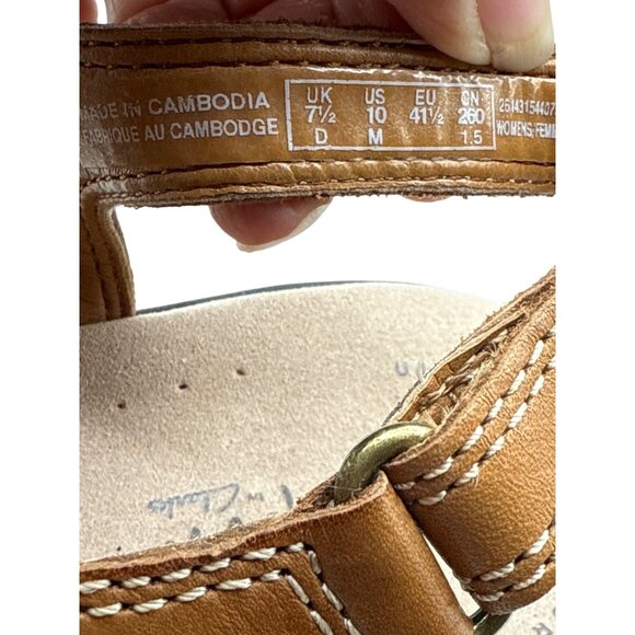 Clarks Size 10 Tan Casual Open Toe Strappy Sandals Backstrap Cushioned Sole - Picture 8 of 8